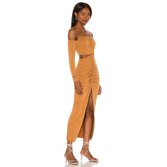 RONNY KOBO Zadia Cut Out Maxi Dress Camel Womens Size Small - Picture 3 of 10